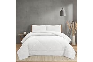 NH NOVOTEXTIL HOGAR Edredón Invierno Sherpa Cama 150 (250x260) Extra Grueso 560gr/m2 Efecto Borreguito - Edredón Suave, Cálido y Transpirable con 2 Fundas Almohada (50x70) (Belfast Blanco)