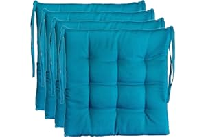 Brandsseller Cojín decorativo de asiento para silla de jardín, 9 pespuntes, varios diseños, poliéster, azul claro, 4er-Paket