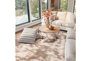 FVVRAX Area Rugs Living Room Rug, Soft Fluffy Shaggy Bedroom Rug Floor Carpet with Durable Anti-slip Backing, Large Carpets for Kids Girls Dorm Nursery Bedside Rug, 92x153cm, Tie Dyed Camel