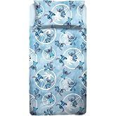 Stitch &ndash; Single Bed Sheet Set, Flat Sheet, Fitted Sheet, Pillowcase, Blue, Disney, 100% Cotton, Official Product
