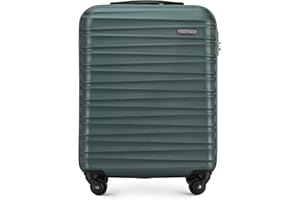 WITTCHEN Valigia da Cabina Trolley Bagaglio a Mano Valigia a rotelle piccola Trolley guscio duro ABS 4 ruote spinner Serratura a combinazione Maniglia telescopica Groove Line verde Ryanair/ITA Airways