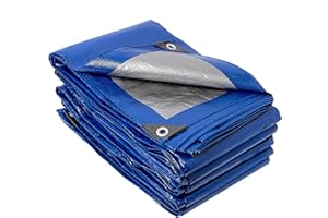 New Brackit Heavy Duty PE Blue Tarpaulin; Extra Large 5m x 8m / 16.4ft x 26.2ft; Thick Woven 140GSM Waterproof Double-Sided Fabric - Supreme Versatility for Covering, Protecting (1 Pack)