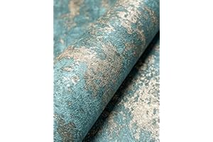 NEWROOM DESIGN NEWROOM Tapete Türkis Vliestapete Beton - Betontapete Industrial Blau Gold Zement Putz Loft inkl. Tapezier-Ratgeber