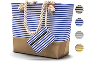 FLORA FURORA furora HOLIDAY Borsa Mare Grande XL, Donna + Uomo: con cerniera e 2 tasche interne (per costumi da bagno bagnati e oggetti di valore) maniglia comoda, leggera, grande | Borsa Spiaggia