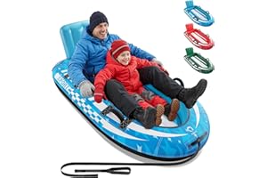 ‎QPAU QPAU 2-Personen aufblasbare Schneerutschbahn mit Premium-Canvas Bezug, robuste Schlitten mit Rückenlehne & verstärkten Griffen, Winter-Inflatable Spielzeug & Geschenk