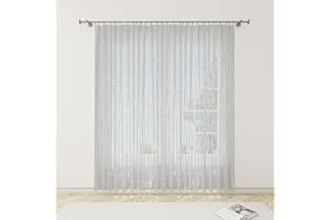 HOME ZEN HOUSEHOLD LINEN Moustiquaire moustiquaire avec franges et anneaux inclus (150 x 250 cm, gris)