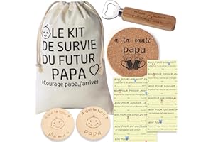 MKISHINE Kit de survie du futur papa -pochette futur papa avec jeton décision,bon pour,Ouvre - bouteille - annonce grossesse - cadeau de naissance - pochon à remplir