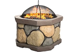 Homeology Bogota Bold Brasero de jardin et terrasse avec finition en pierre écologique