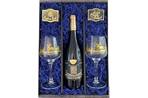 ‎BULL & BEAR Bull & Bear Festliches Wein Geschenkset, Italienischer Rotwein Murelle 2016, Weihnachts-Weingläser, Sonnenblumen & Steinkraut Mini-Pflanzsets