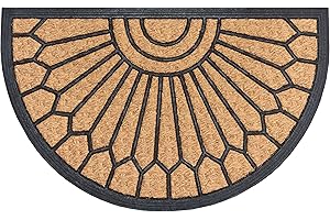 ‎HANSE HOME Hanse Home Kokos & Gummi Fußmatte Halbrund für Innen und Außen - Outdoor Schmutzfangmatte Natur, Kokosmatte Outdoor Ornamente, Wetterfest und rutschfest für Flur, Terrasse, Eingangsbereich - 45x75cm