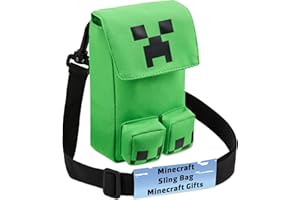 Minecraft Shoulder Bag for Kids & Teenagers, Creeper Sling Bag With Adjustable Strap, Travel & Holiday Essentials, Gamer Gifts for Boys