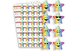 Rainbow Stickers - 200 Colourful Reward Star Stickers for Kids, Smiley Face Praise, Teachers Choice for School, Reward Charts, Good Work & Achievement for Children by Innoveem