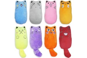 TONGKTAI Zabawki z kocimiętką, 8 sztuk, pluszowa zabawka dla kota z czyszczeniem zębów, interaktywna poduszka do żucia dla zwierząt domowych, dla kota