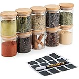 Deco haus Luftdichte Vorratsgläser mit Bambus-Deckel - 10er Set - Teedosen, Gewürzgläser, Keksdosen, Vorratsbehälter, Gläser 