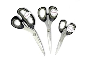 BAKHITA SRL [SET 3 misure] Forbici multiuso al titanio professionali - 5, 7 8 Pollici - In regalo una forbice manicure MADE IN ITALY