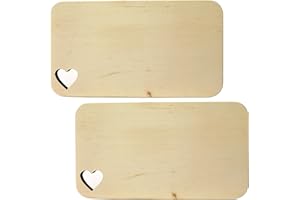 Kaltner Präsente - Tabla de Cortar, de Madera de Aliso Natural sin Tratar, con un Agujero en Forma de corazón, Set de 2 Unidades
