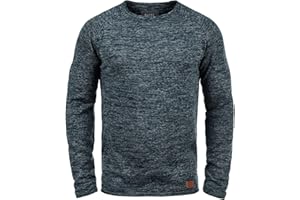 Blend BHDan Herren Strickpullover Feinstrick Pullover mit Rundhalsausschnitt Baumwollmischung Label-Patch Regular fit