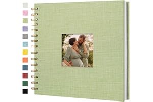 Hiwhy Album Fotografico con Copertina in Lino, Libro dei Ricordi con Pagine Bianche Kraft con Copertina Rigida 20,5 x 20,5 cm, per Viaggi, Libro Degli Ospiti, Matrimonio, Natale (20 fogli/40 pagine)