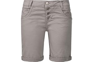 Sublevel Damen Denim Bermuda Chino Stretch Shorts mit Aufschlag Bequeme Kurze Hose im Used Look