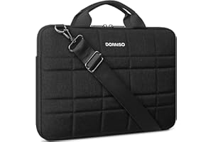 DOMISO 17 Pouces Housse pour Ordinateur Portable Anti-Choc Pochette Sac à Bandoulière pour 17-17.3" Laptop/Notebook/Dell/Acer/HP/MSI/ASUS, Noir