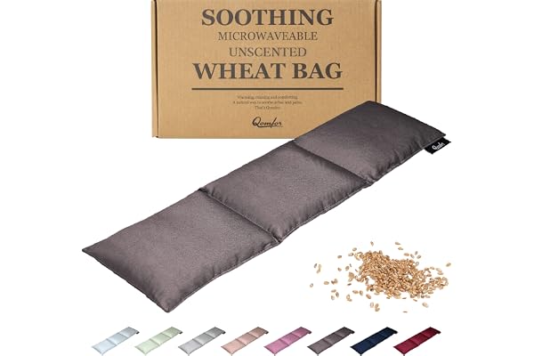 Qomfor - Sac de grains à chaleur sèche pour micro-ondes - Gris foncé - Coussin chauffant/oreiller chauffant pour micro-ondes à 3 compartiments - Poche chauffante pour la nuque et les épaules