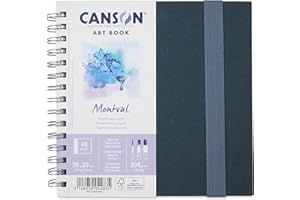 CANSON Art Book - Carnet spiralé 48 pages - Papier aquarelle - Grain fin - 20 x 20 cm - 300g/m² - Blanc