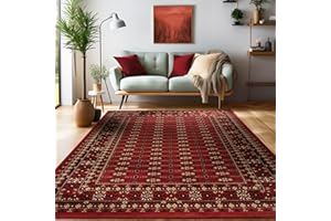 ‎SIMPEX SIMPEX Orientalischer Teppich Wohnzimmer, Schlafzimmer, Esszimmer, Läufer, Flur Boho Teppich Kurzflor Weich 12 mm Carpet Orient, Rot, 160 x 230 cm
