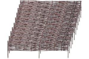 KADAX 10-częściowy zestaw obramowania grządek z wikliny, 120 x 20 cm, plecionka wiklinowa na grządki, ścieżki ogrodowe i trawnik, naturalne obramowanie kwiatów i warzyw