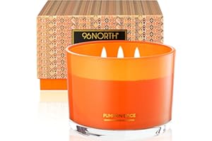 96NORTH Luxury Pumpkin Soy Candle | Large 3 Wick Jar Candle | Up to 50 Hours Burning Time | 100% Natural Soy Wax | Relaxing Aromatherapy Aesthetic Candle | Halloween Fall Candle Gift for Men and Women