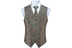 Enlision Gilet da Uomo Divertente Natale Festivo Babbo Natale Felice Gilet di Natale Cravatta Fazzoletto Gilet Set