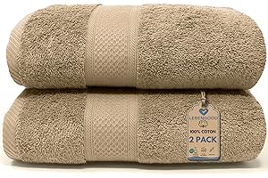 LEBENGOOD – Lot de 2 Serviettes de Bain 100% Coton –pour de Douche et Toilette, Drap de Bain – Doux – Absorbant et certifié Oeko-TEX – Linge de Bain pour Toute la Famille - 2 70X140