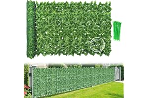 ZANKEOX Artificial Ivy Fence Screening, 5M X 1M Garden Screening with 100pcs Zip Ties,Garden Screening Roll,Ivy Trellis Screening,Artificial Leaf Trellis,Foliage Wall Panel,UV Resistant