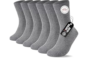 SockWaddles Skarpety Dla Diabetyków (6 Par) Bez Ściągacza I Bez Szwów 97% Bawełna Skarpety Bez Ściągacza Z Komfortowym Ściągaczem Dla Kobiet I Mężczyzn, Czarny Biały I Szary, Rozmiar 35-50