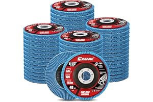 EZARC Flap Discs - Disco de lijado de solapa de grano 40, 4 1/2 x 7/8 pulgadas, rueda abrasiva de circonita tipo 29 para acero inoxidable, chapa metálica (paquete de 50)