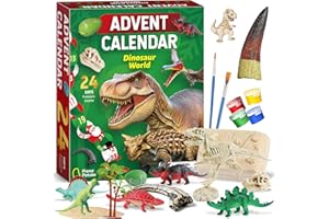 EDUMAN Dinosaur World Advent Calendar 2025, Kids Christmas Countdown Calendar with 24 Dino Toys, Dig & Craft Activities, Dino Figures Christmas Gifts for Girls & Boys 6+