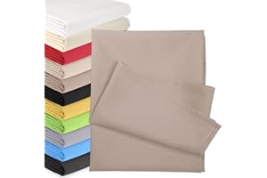 QOOLTEX Bettlaken OHNE Gummizug 100 x 200 cm Graubraun (85% Baumwolle 15% Poly) Betttuch Glatte Betttücher Baumwolle Laken Haustuch Leintuch