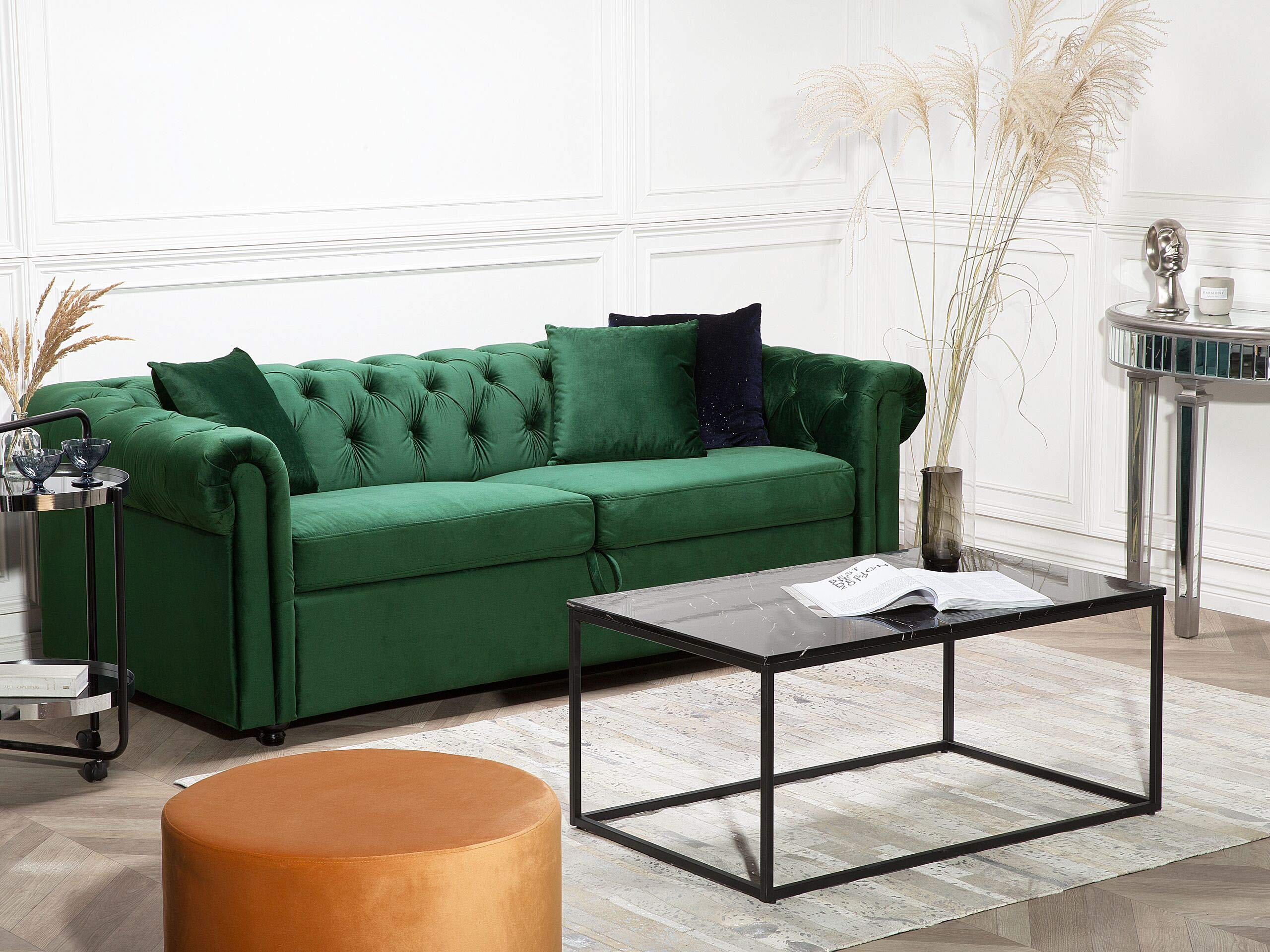 Beliani - Canapé Convertible - Chesterfield - en Velours ...