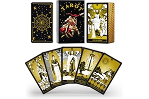 WJPC Knight Gold Tarot Cards Age 6+ with Guide Book Set&Gift Box for Beginner& Expert. Original Design Tarot Decks, Tarot Cards Decks