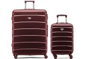 Flight Knight Set of 2 Premium Suitcases - Extra Stong Lightweight Luggage - Hardcase Suitcases with 4 Wheels & Built in Lock - (Set of 2 S+L)