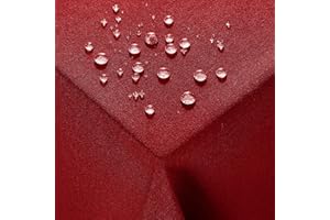 Deconovo Mantel Antimanchas Rectangular - Mantel Impermeable para Mesa, Estilo Lino, Resistente y Fácil de Limpiar, Ideal para Cocina y Comedor - Oeko-Tex®, 140×240 CM, Rojo Oscuro