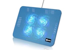 KLIM Serenity + Laptop Cooling Pad for Laptop + 11 to 15.6 inches + Perfect for Small and Medium Laptops + Stable and Sturdy Metal Grid + Silent Laptop Cooling Stand + Blue