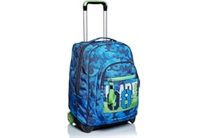Trolley Seven, Crew, Blu, 2 in 1 Zaino con Cross-Over System, Scuola & Viaggio
