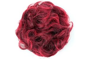 CAISHA XL Postizo Coletero Lazo Para El Pelo Voluminoso Ondulado Cabello Sintético Mezcla Roja G29E