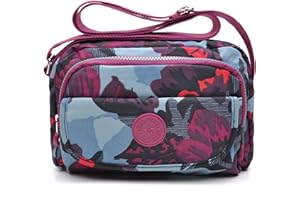 tuokener Borsa a Spalla Borsetta Donna Tracolla in Nylon Impermeabile da Viaggio Crossbody Bag Waterproof (Camuffamento viola)