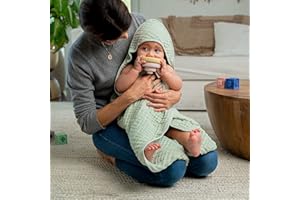 Comfy Cubs - Toalla de algodón de muselina con capucha de 9 capas para niños, tamaño grande de 32 x 32 pulgadas, ultra suave, cálida y absorbente. Baby Essentials - Toallas de baño, bonita funda