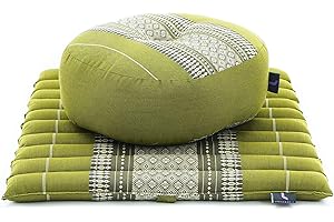 LEEWADEE Set da Meditazione: Piccolo Cuscino Zafu e Tappetino Zabuton, Kit Tailandese per meditare in kapok