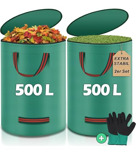 3 Sacchi Per Rifiuti Da Giardino 272L – 76x67 Cm – Impermeabili E Resistenti Agli Strappi – Sacconi Per Foglie E Erba