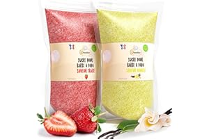 GREENDOSO® Sucre Barbe à Papa pour Machine (2x500 GR) – Arômes et Colorants Naturels – Lot de 2 Goûts (Fraise/Vanille)