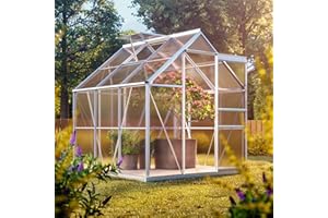 Gardebruk® Serra Da Giardino 3,6m² - Struttura Alluminio, Pannelli PVC Termoisolanti per Esterno, Porta Scorrevole, Finestra Tetto, Serra Per Piante 190x190x195 Cm