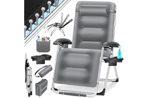 KESSER® Leżak ogrodowy, bardzo szeroki i odporny na warunki atmosferyczne, obciążenie 200 kg, ergonomiczna tapicerka, regulowane oparcie, w zestawie poduszka pod kark, uchwyt na napoje, wyściółka